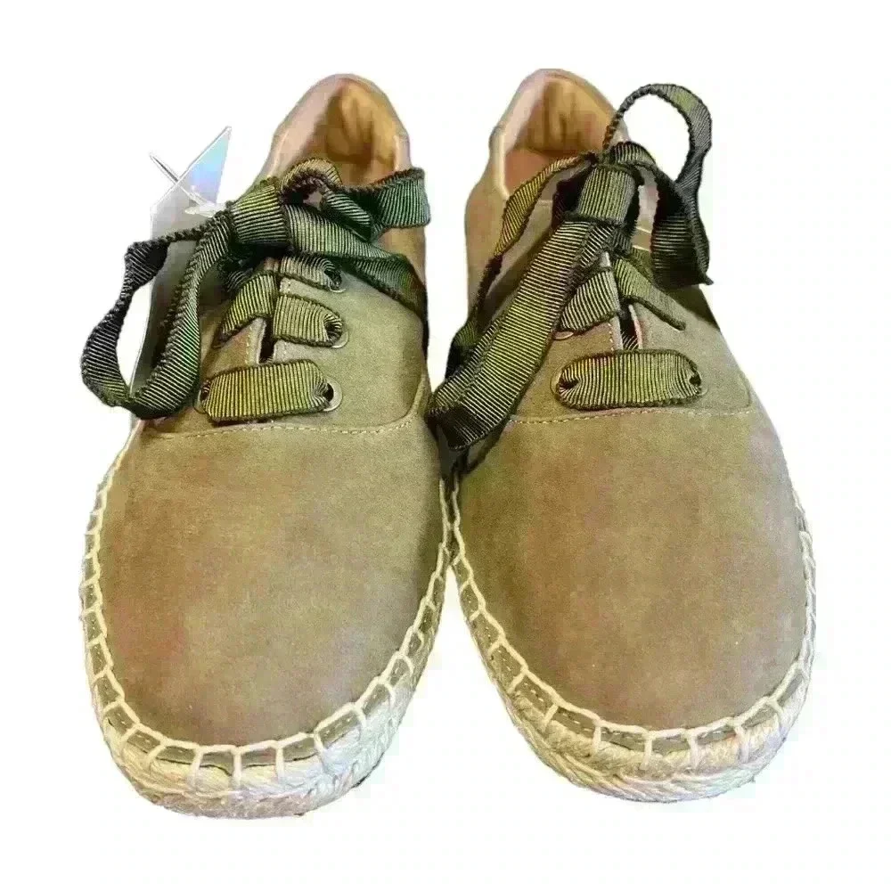 Vionic Sandy Coast Espadrille Sneakers Womens 7 Olive Leather Comfort Orthaheel